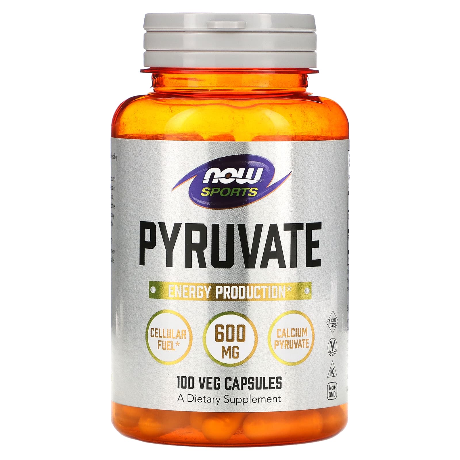 NOW Foods, Sports, Pyruvate, 600 mg, 100 Veg Capsules - Image 1