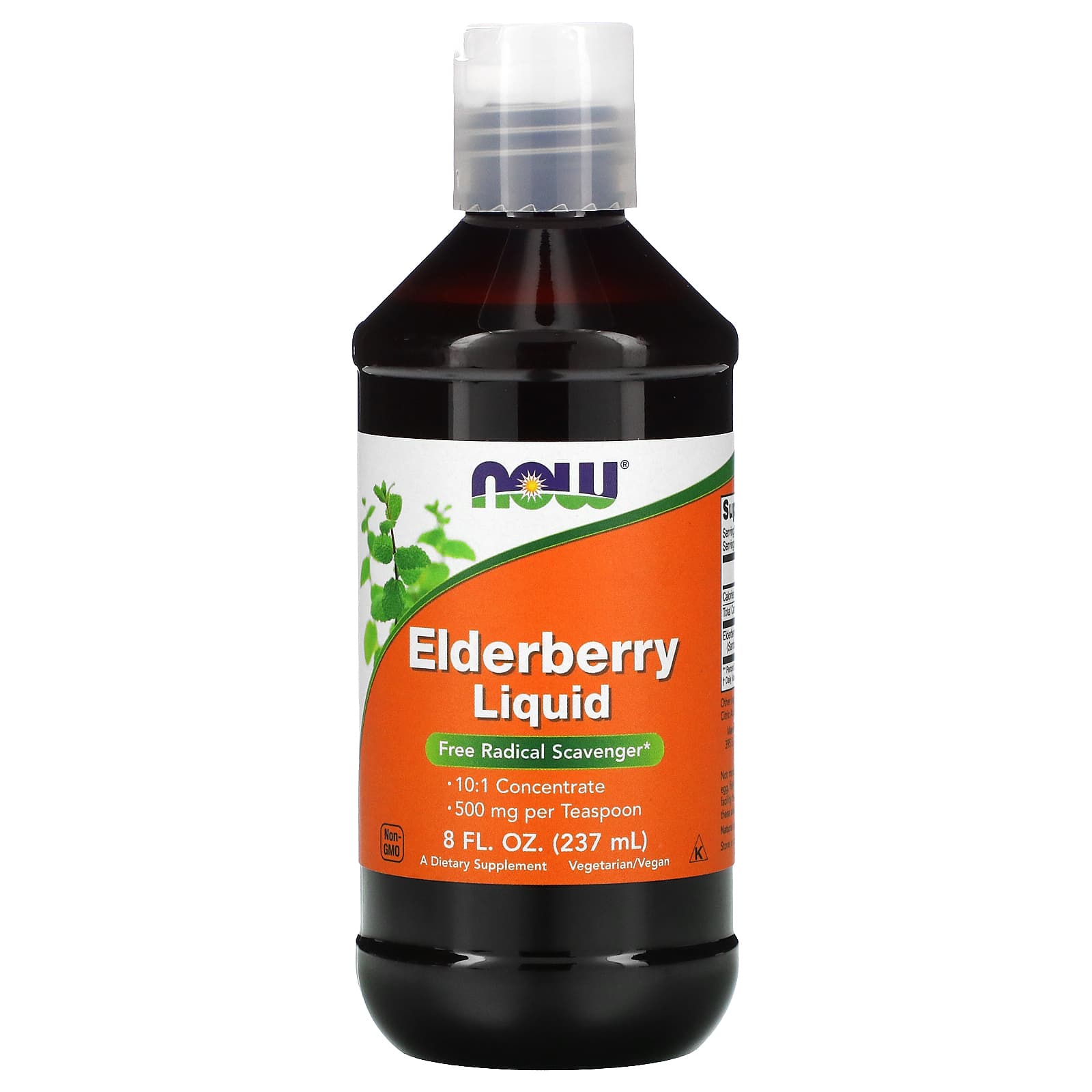 NOW Foods, Elderberry Liquid, 500 mg, 8 fl oz (237 ml) - Image 1