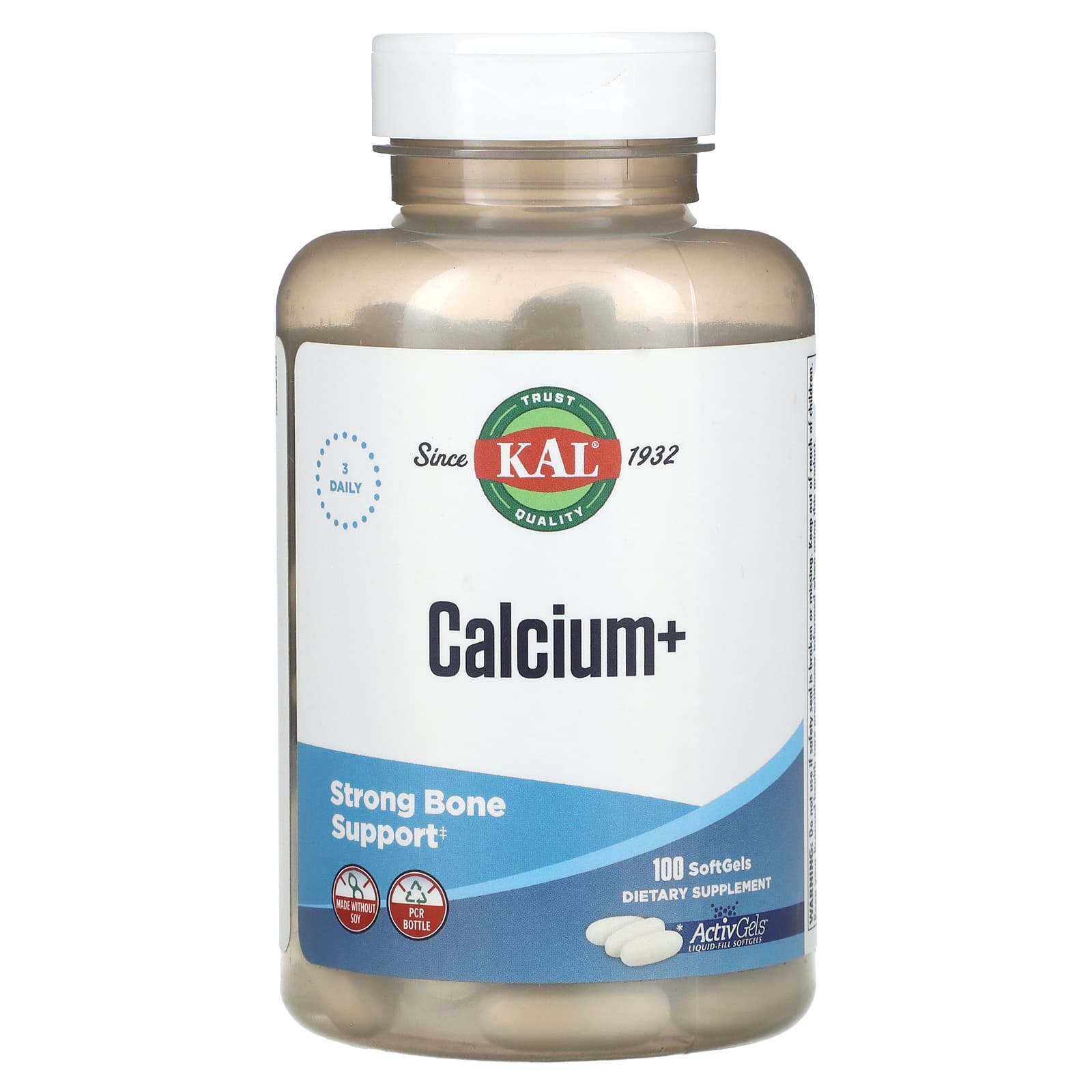 KAL, Calcium+, 100 Softgels - Image 1