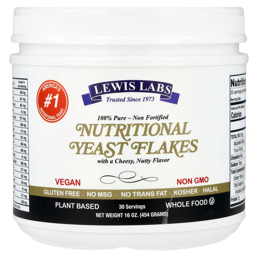 Lewis Labs, Nutritional Yeast Flakes, Cheesy Nutty, 16 oz (454 g) - Image 1