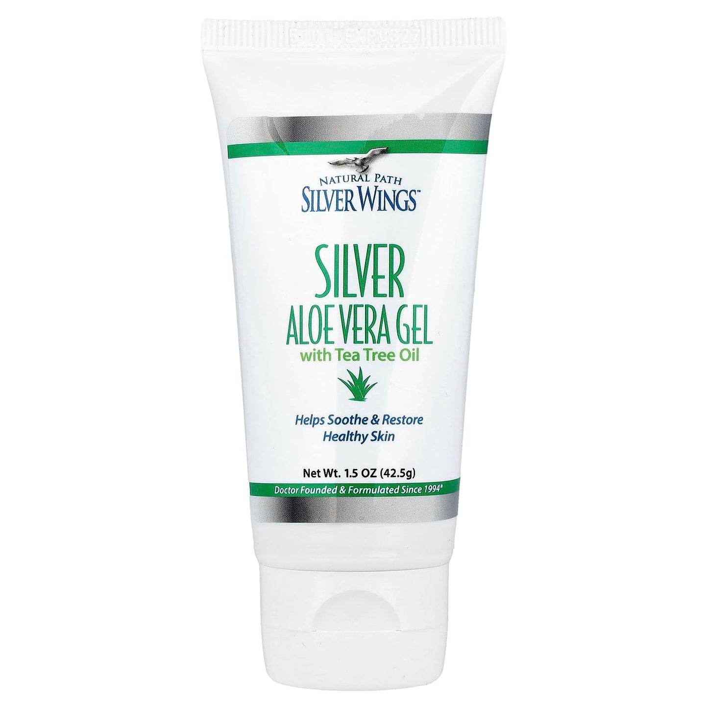 Natural Path Silver Wings, Silver, Aloe Vera Gel with Tea Tree Oil, 1.5 oz (42.5 g) - Image 1