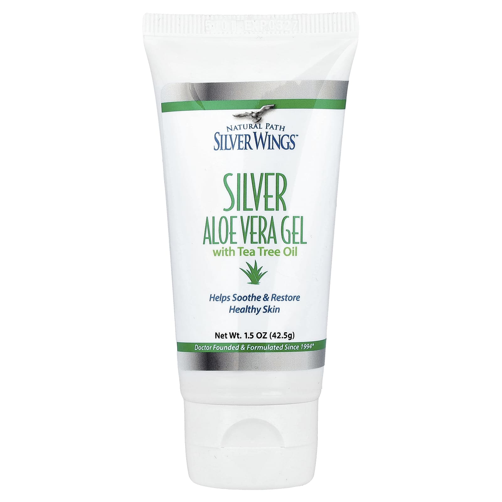 Natural Path Silver Wings, Silver, Aloe Vera Gel with Tea Tree Oil, 1.5 oz (42.5 g) - Image 1