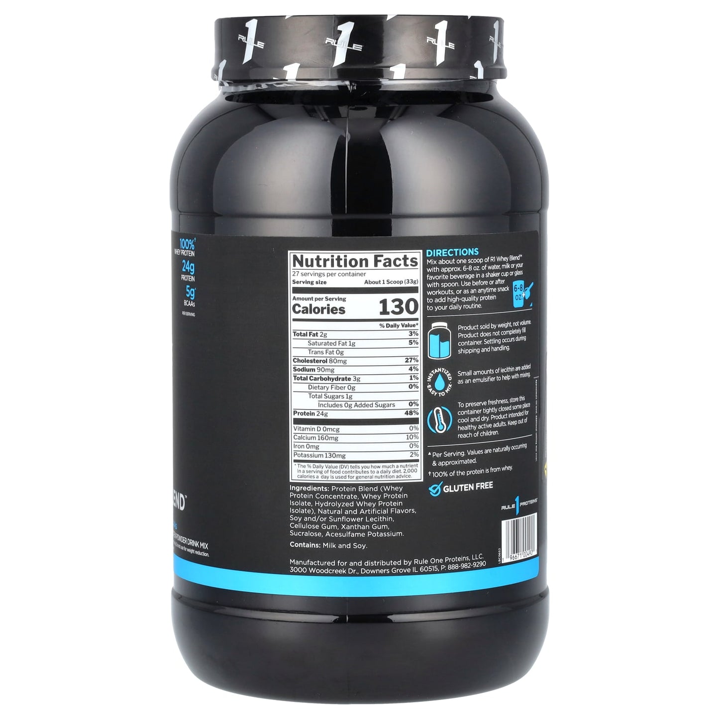 Rule One Proteins, Whey Blend, Protein Powder Drink Mix, Vanilla Ice Cream, 1.96 lb (891 g) - Image 2