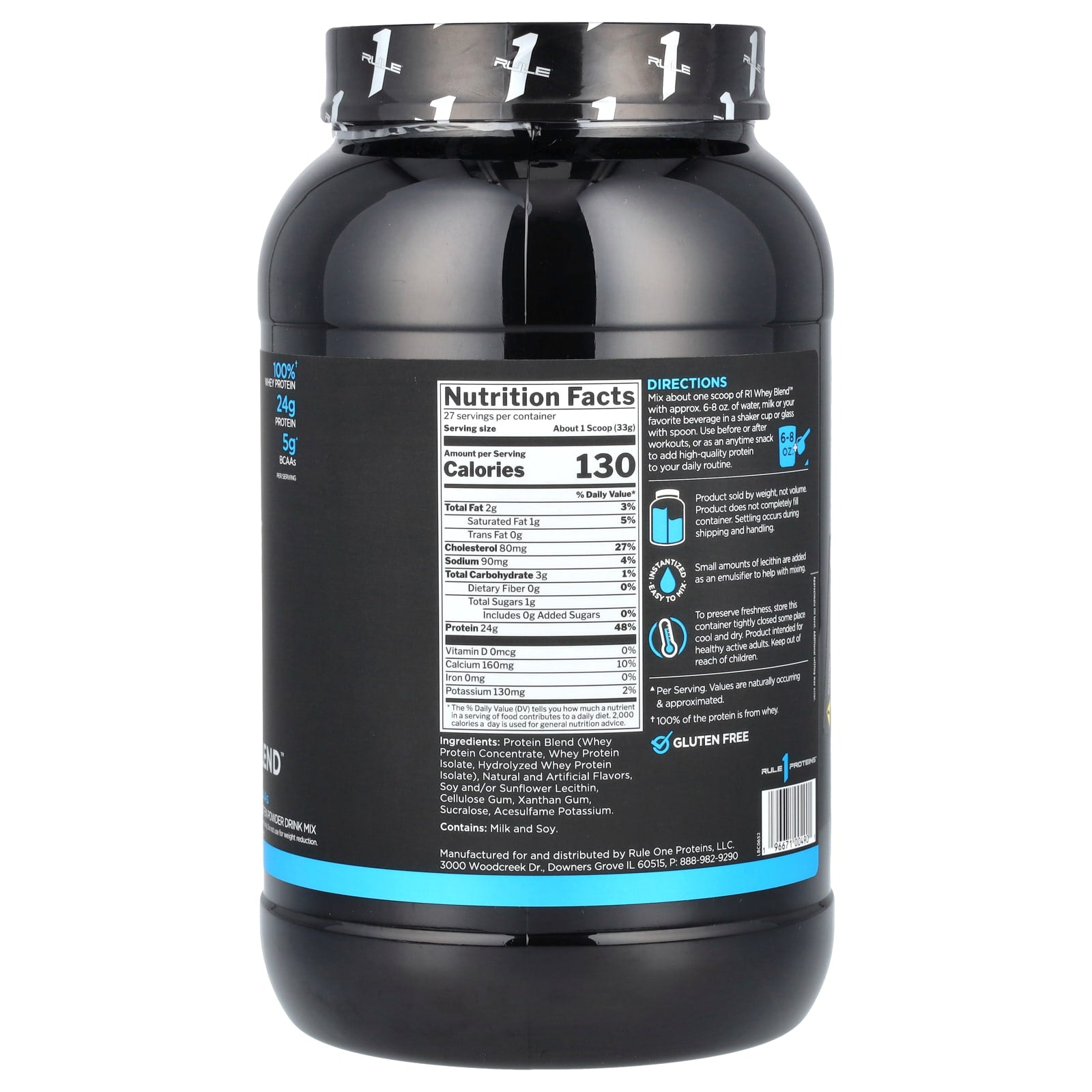 Rule One Proteins, Whey Blend, Protein Powder Drink Mix, Vanilla Ice Cream, 1.96 lb (891 g) - Image 2