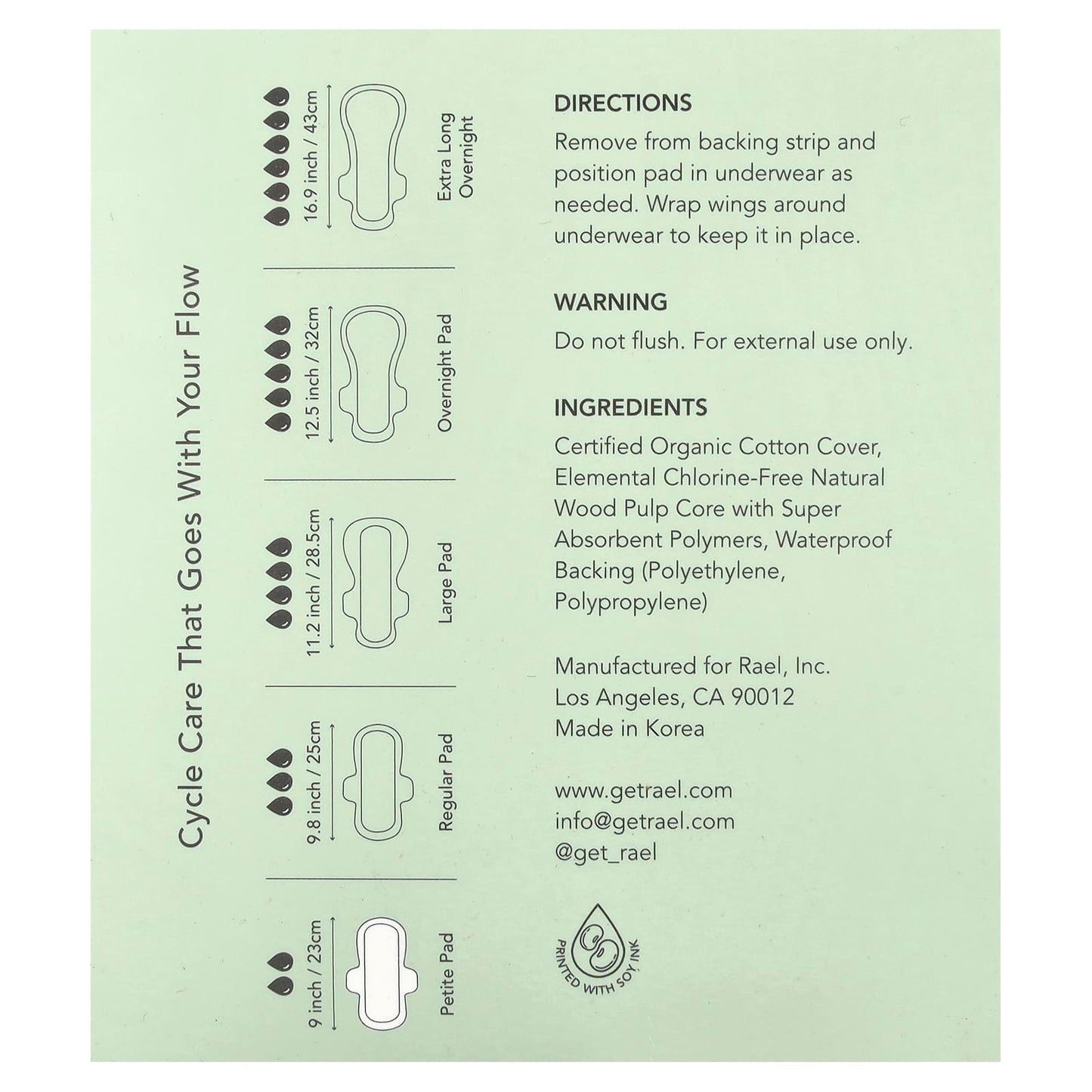 Rael, Organic Cotton Cover Pads with Leak Locker, Petite, 14 Pads - Image 2