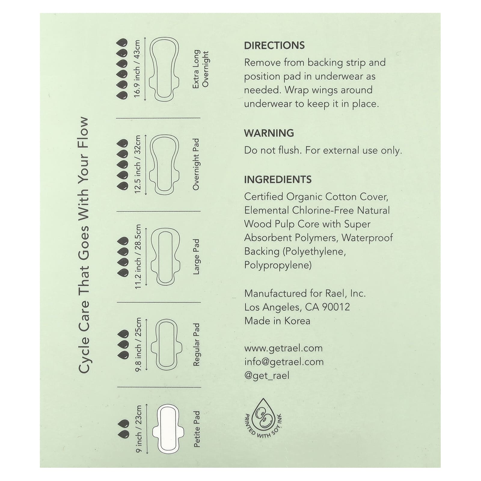 Rael, Organic Cotton Cover Pads with Leak Locker, Petite, 14 Pads - Image 2