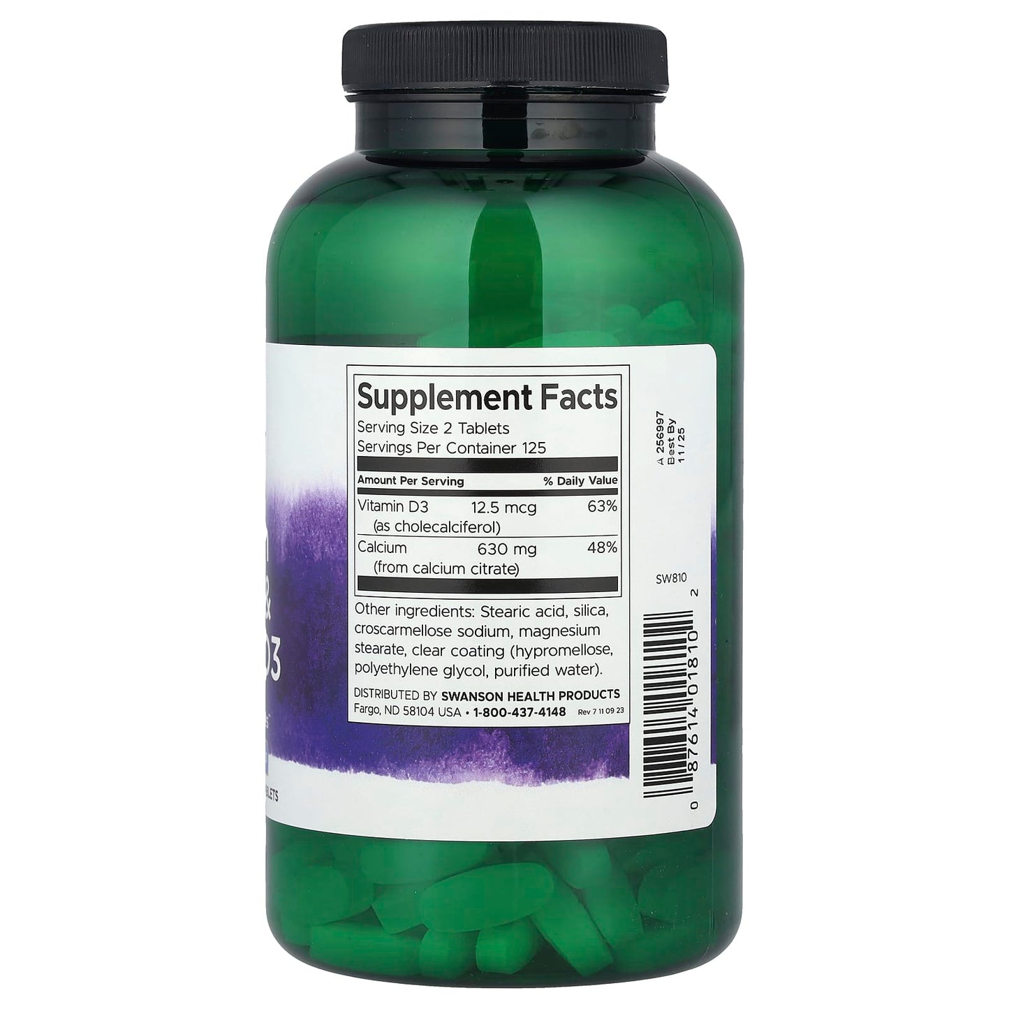Swanson, Calcium Citrate & Vitamin D3, 250 Tablets - Image 2