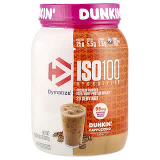 Dymatize ISO100 Hydrolyzed Whey Protein Isolate Dunkin' Cappuccino 21.8 oz (610g