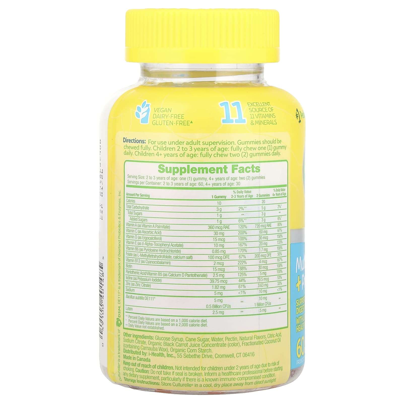 Culturelle, Kids Probiotics, Multivitamin + Probiotic, Peach-Orange & Mixed Berry, 60 Gummies
