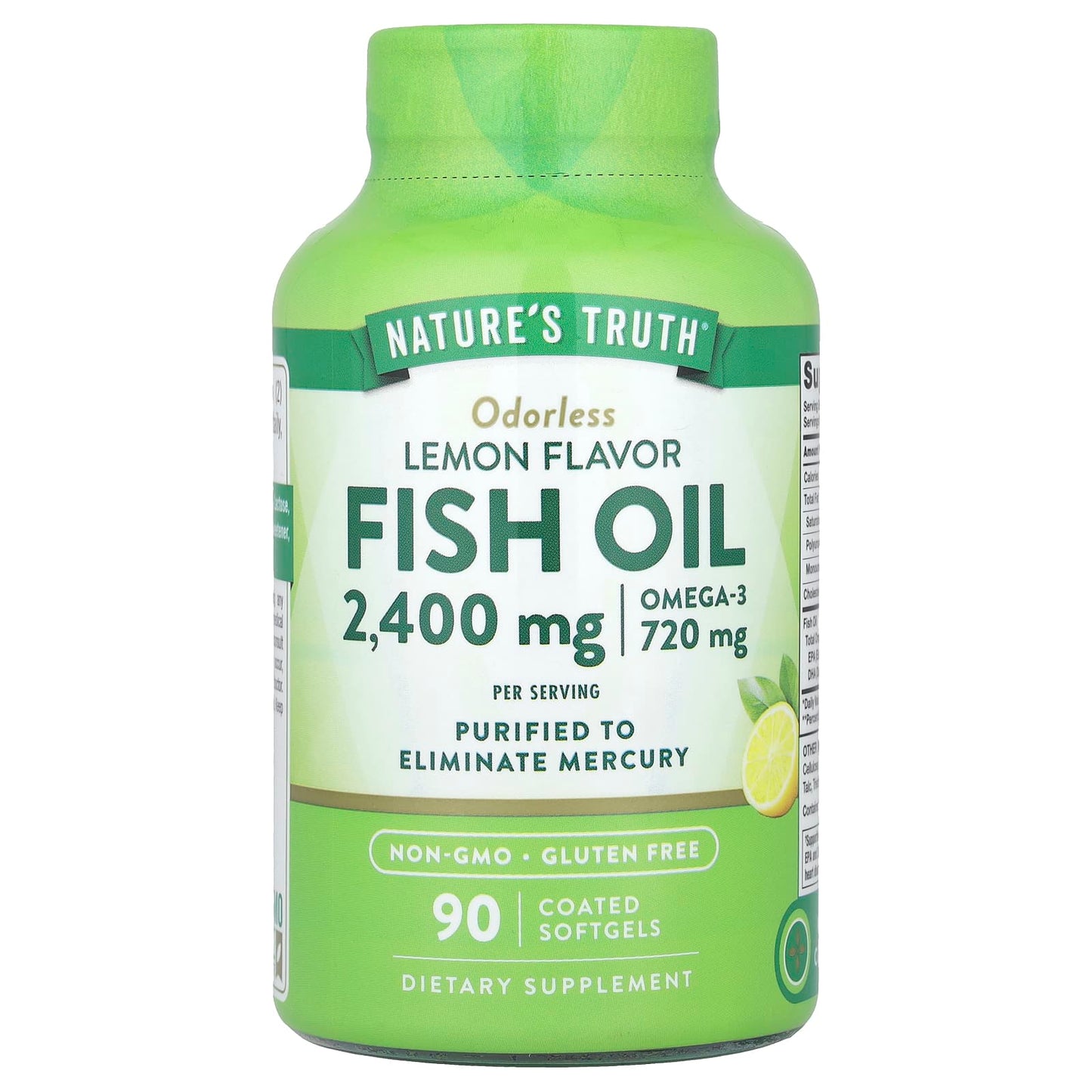 Nature's Truth, Fish Oil, Lemon, 2,400 mg, 90 Coated Softgels (1,200 mg per Softgel)