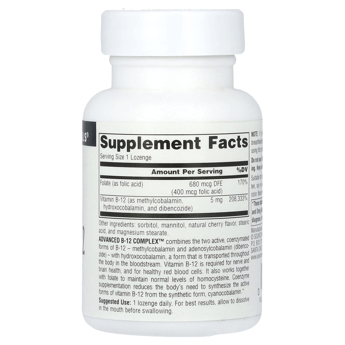 Source Naturals, Advanced B-12 Complex, 5 mg, 60 Lozenges - Image 2