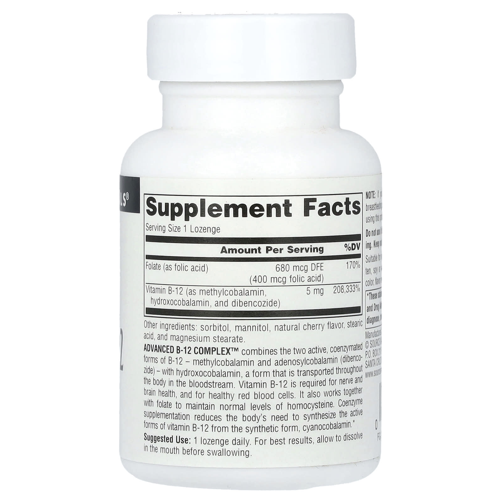 Source Naturals, Advanced B-12 Complex, 5 mg, 60 Lozenges - Image 2