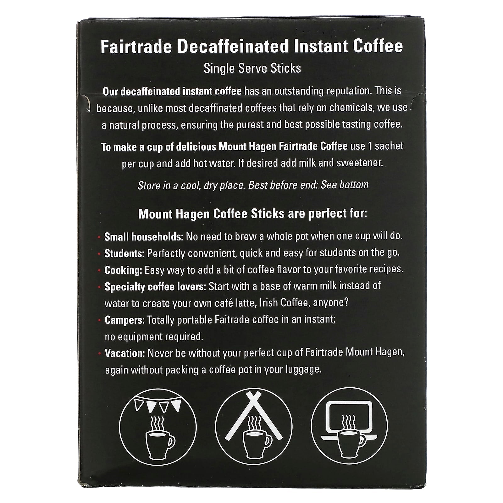 Mount Hagen, Organic Fairtrade Instant Coffee, Decaffeinated, 25 Single Serve Sticks, 1.76 oz (50 g)