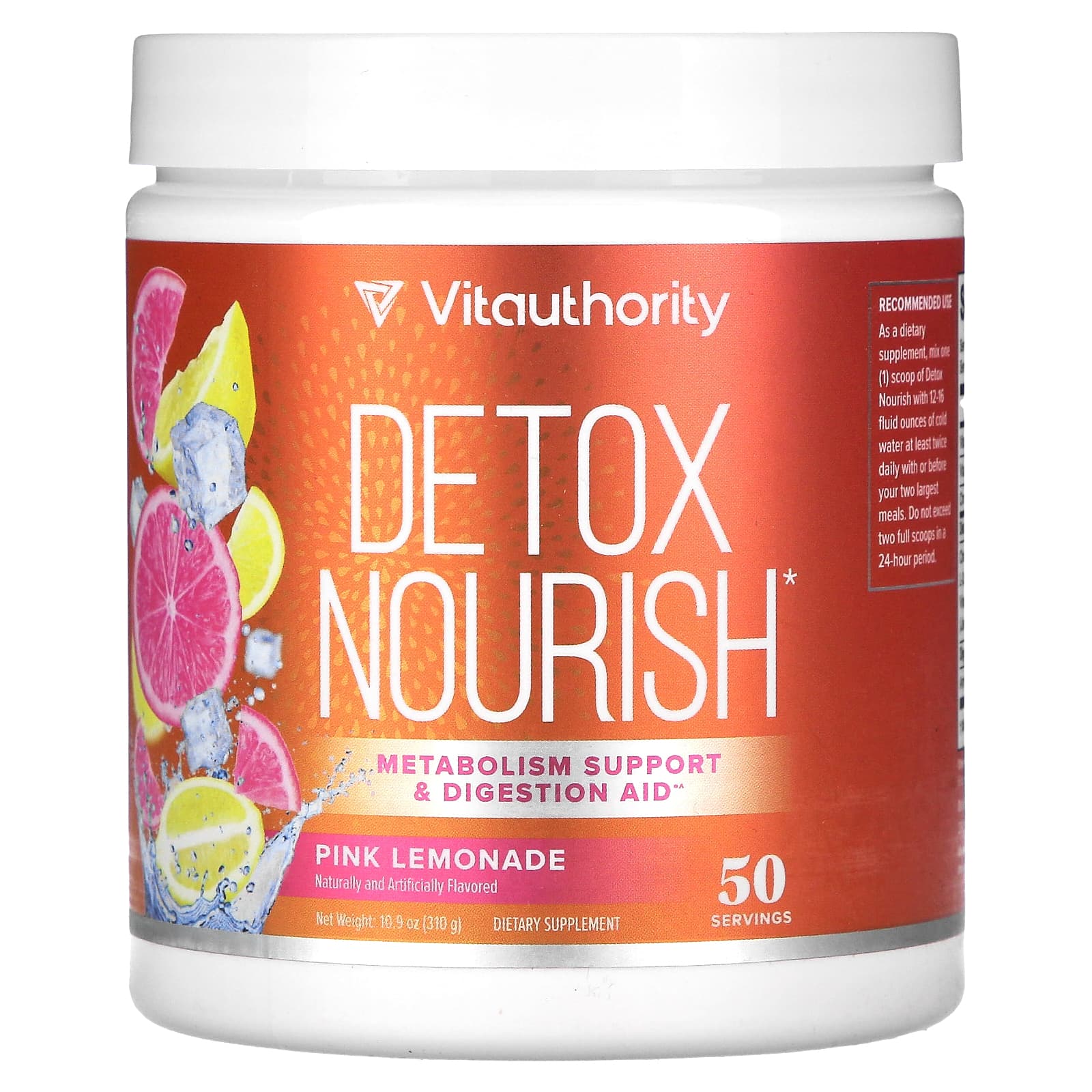 Vitauthority, Detox Nourish, Pink Lemonade, 10.9 oz (310 g) - Image 1