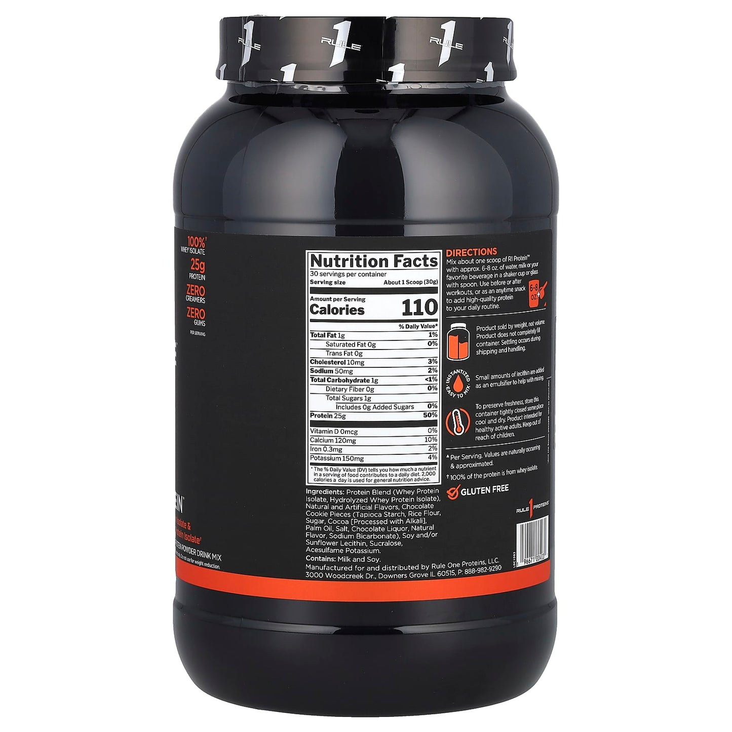 Rule One Proteins, R1 Protein Powder Drink Mix, Cookies & Creme, 1.98 lb (900 g) - Image 2