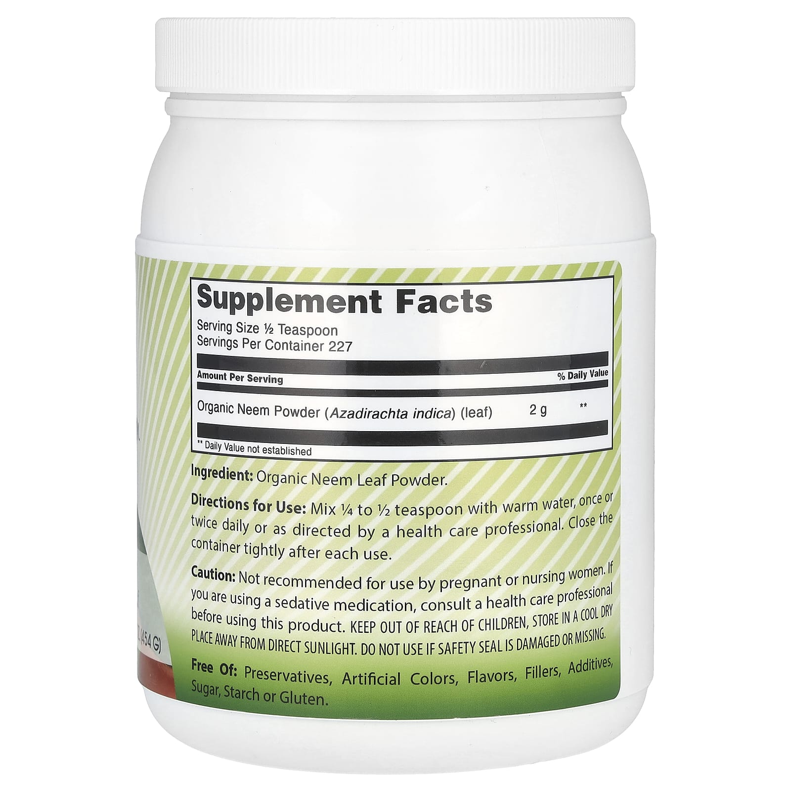 Organic Neem Leaf Powder Supplement by Amazing India, 16 oz (454 g) - Image 2