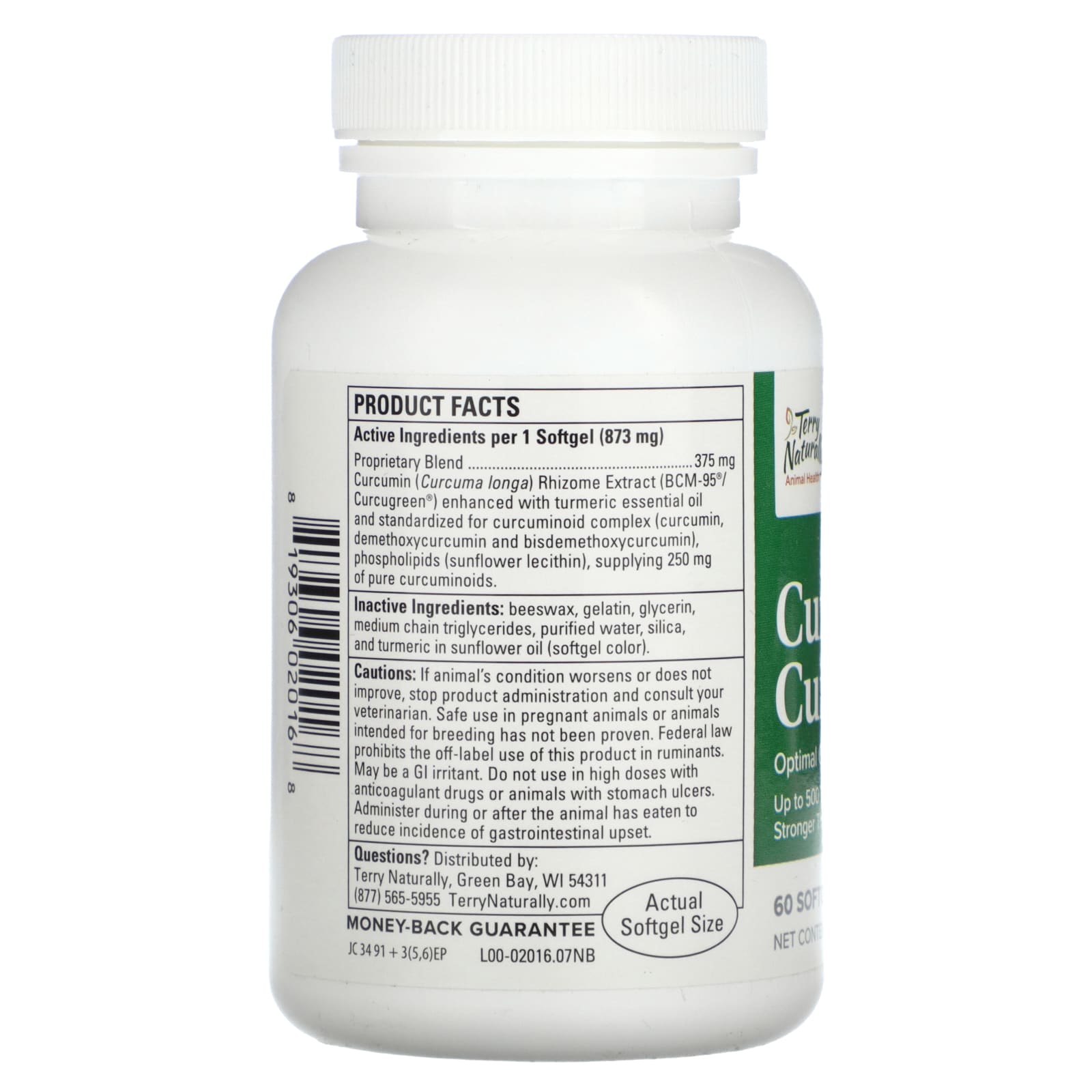 Terry Naturally, Curacel Curcumin, Optimal Cellular Support, For Dogs, 60 Softgels - Image 2