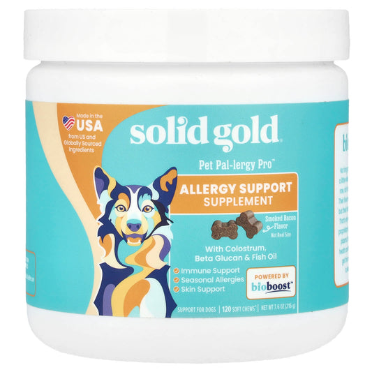 Solid Gold, Pet Pal-Lergy Pro™, Allergy Support Supplement, For Dogs, Smoked Bacon, 120 Soft Chews, 7.6 oz (216 g) - Image 1