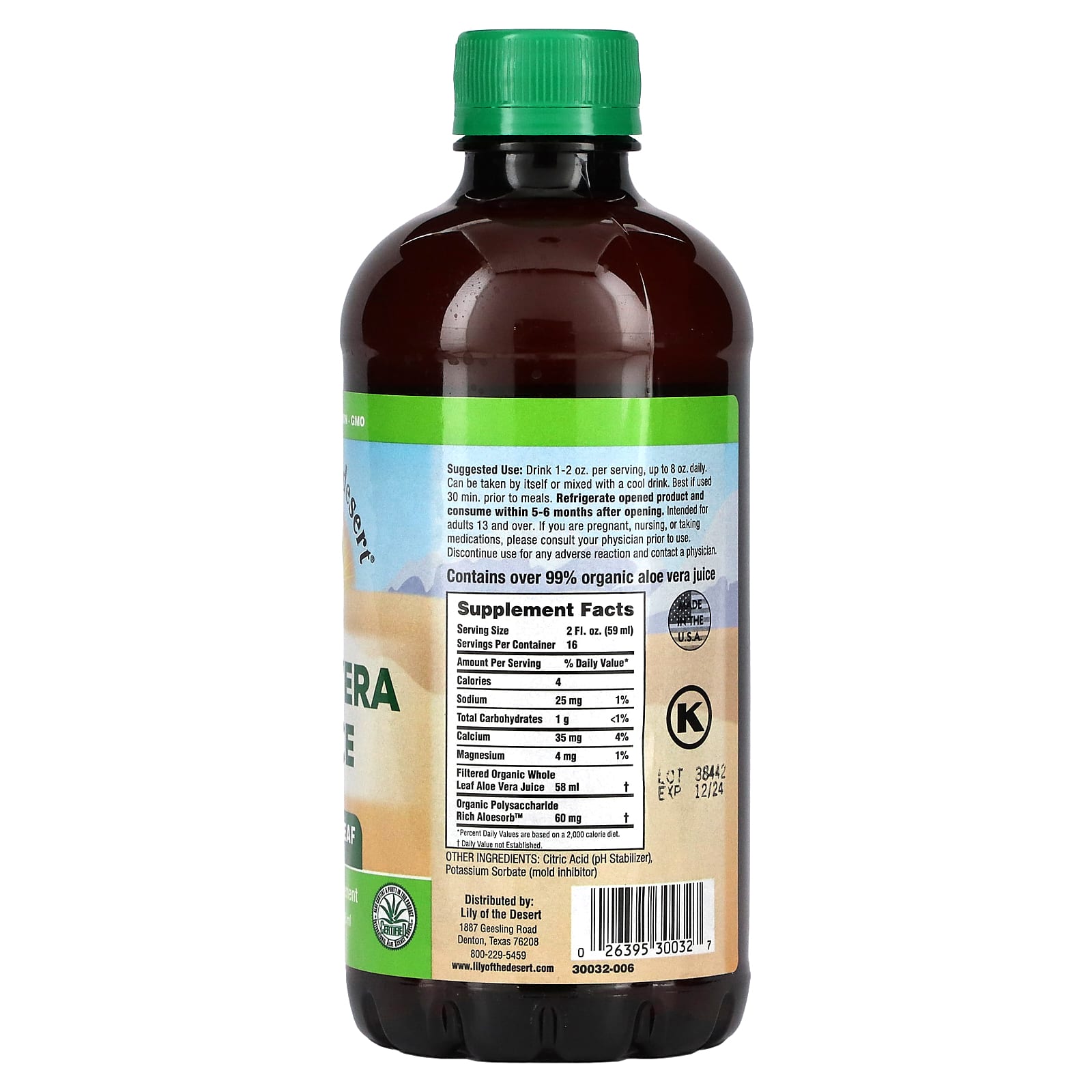 Lily of the Desert, Aloe Vera Juice, Whole Leaf Filtered, 32 fl oz (946 ml) - Image 2