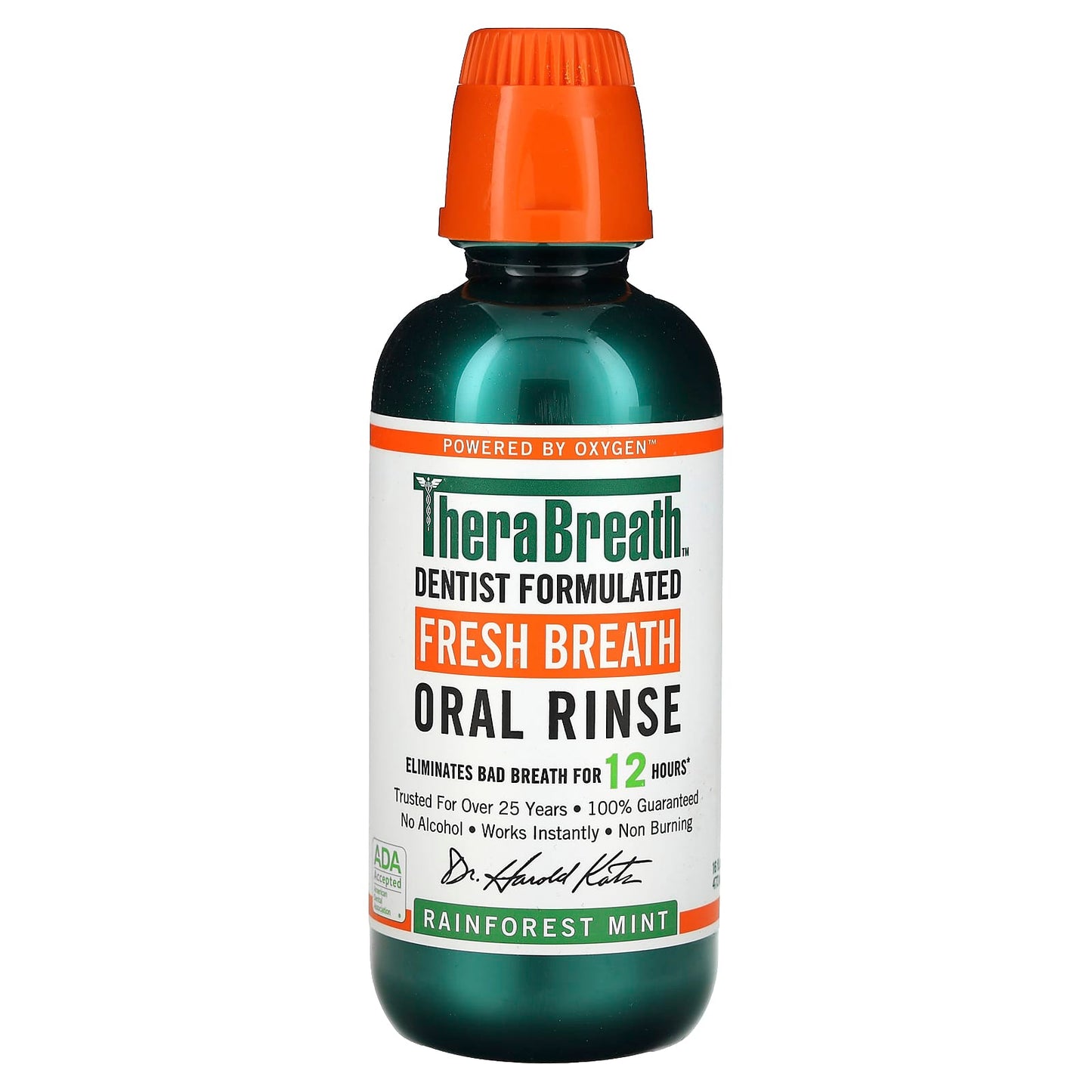 TheraBreath, Fresh Breath, Oral Rinse, Rainforest Mint, 16 fl oz (473 ml) - Image 1