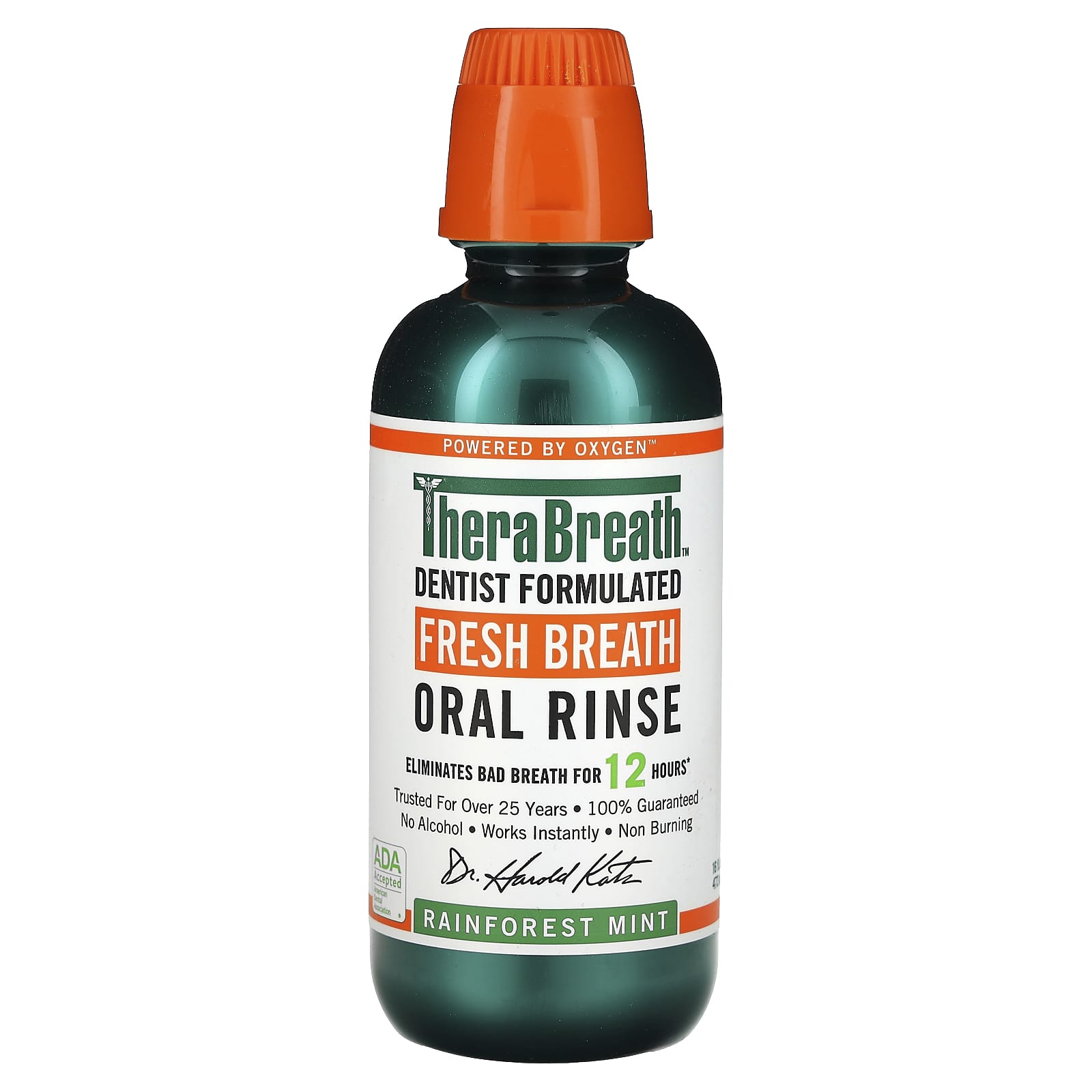 TheraBreath, Fresh Breath, Oral Rinse, Rainforest Mint, 16 fl oz (473 ml) - Image 1