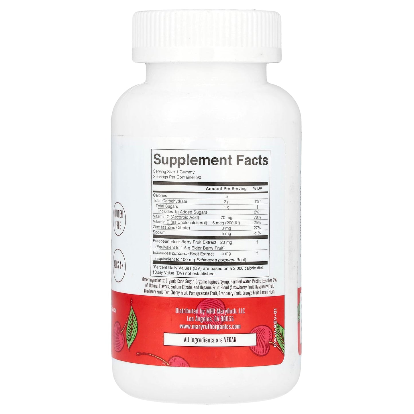 MaryRuth's, Immunity Gummies, Ages 4+, Cherry, 90 Gummies - Image 2