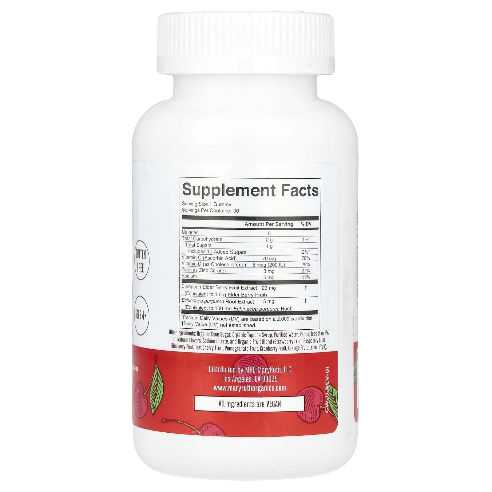 MaryRuth's, Immunity Gummies, Ages 4+, Cherry, 90 Gummies - Image 2