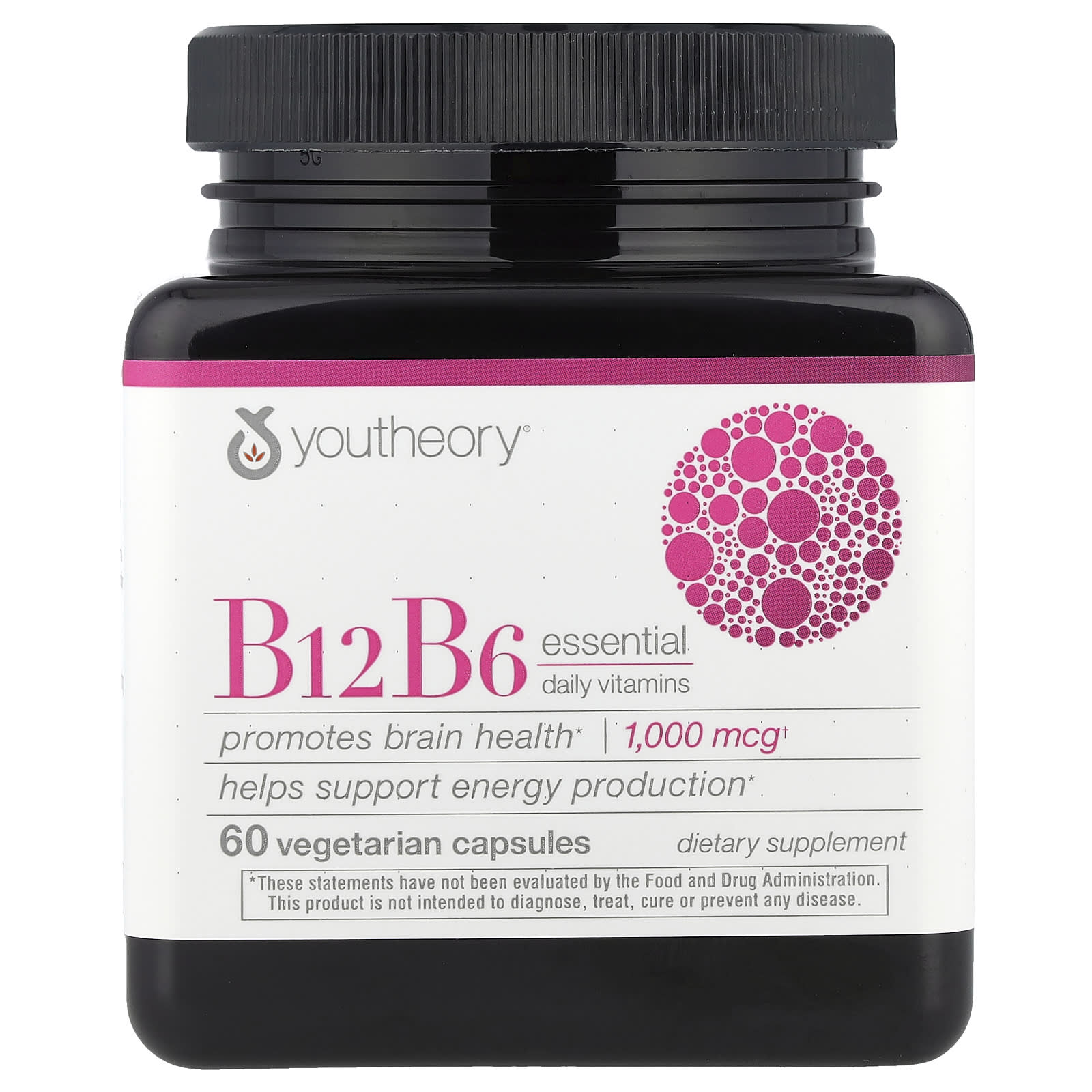 Youtheory, B12 B6 Essential Daily Vitamins, 60 Vegetarian Capsules - Image 1