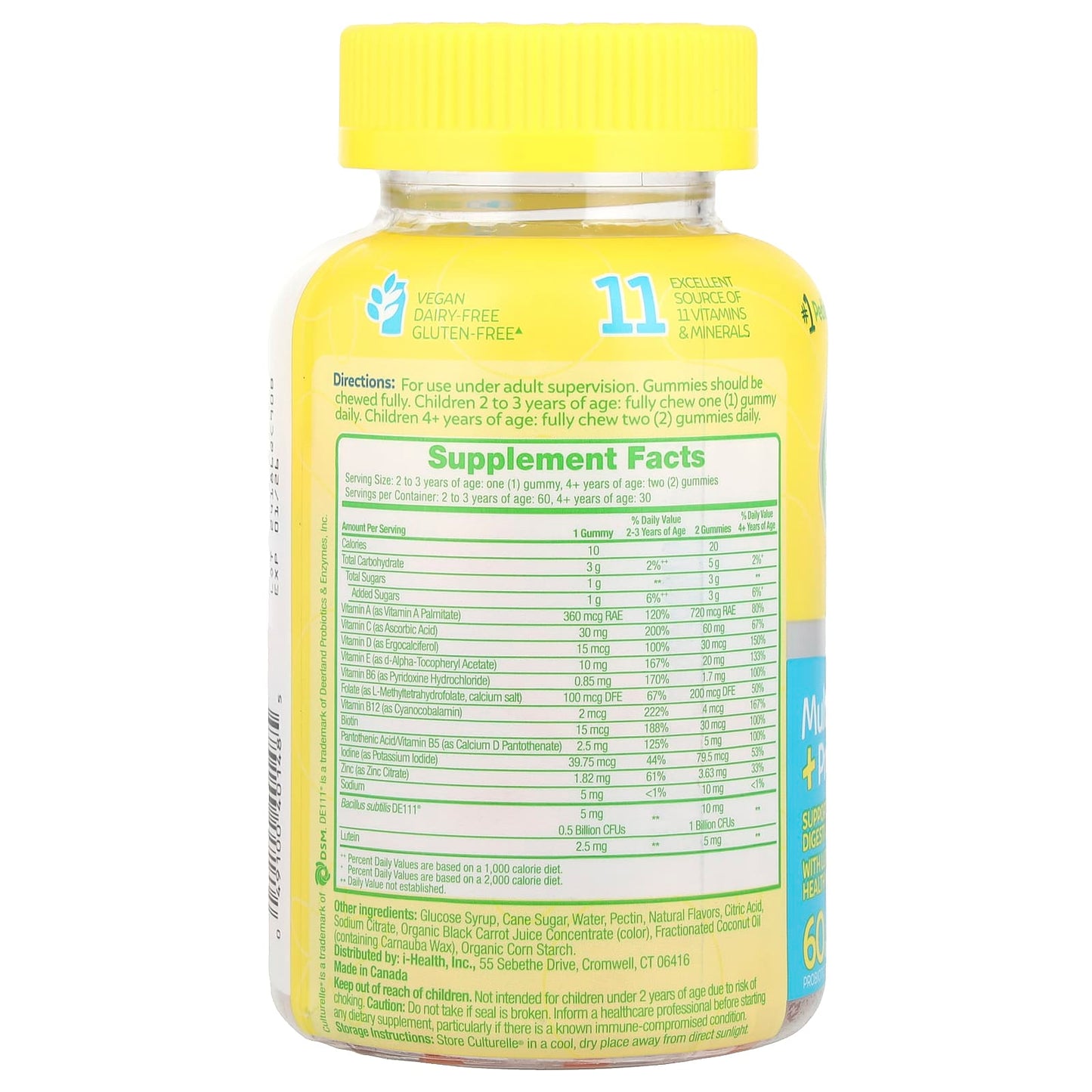 Culturelle, Kids Probiotics, Multivitamin + Probiotic, Peach-Orange & Mixed Berry, 60 Gummies