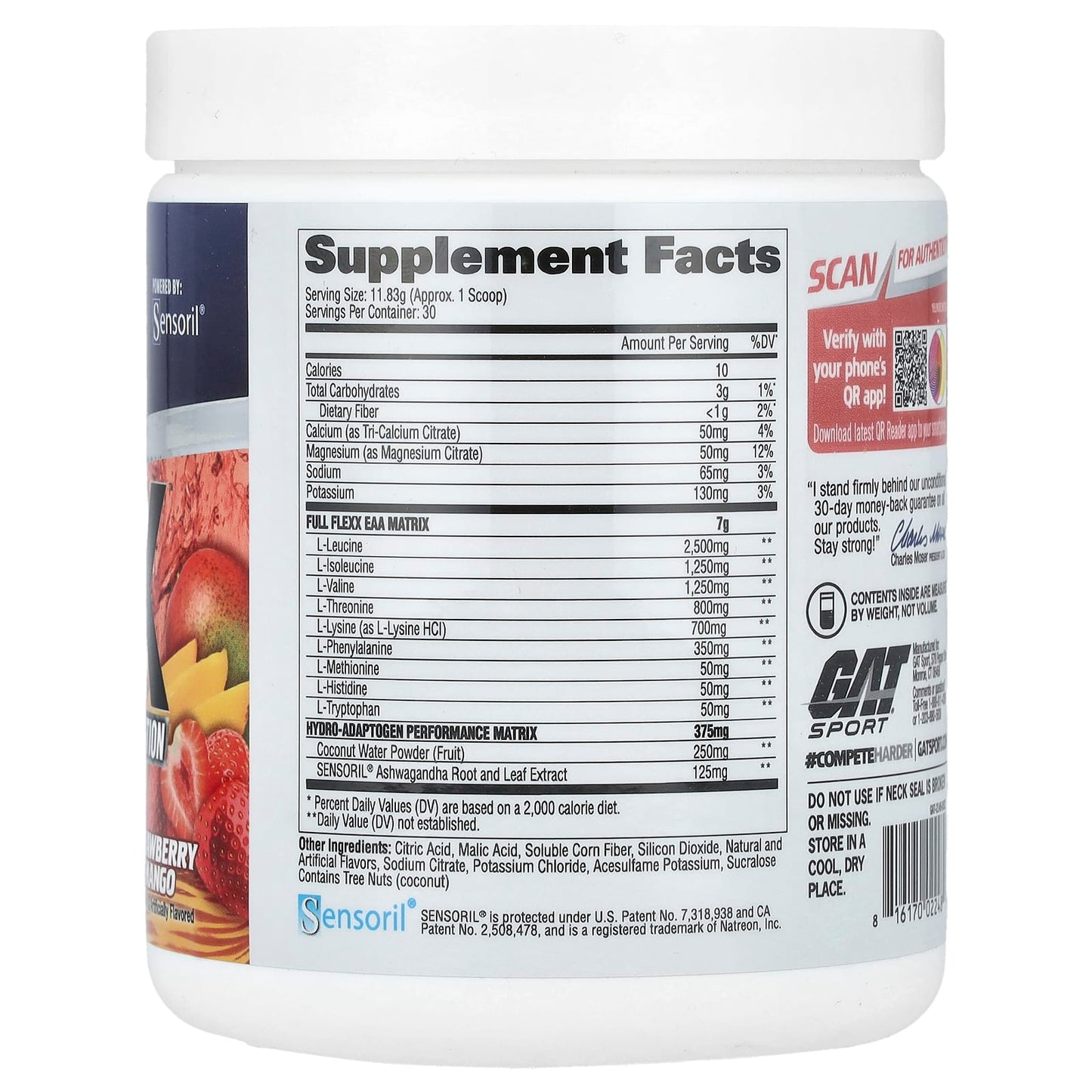 GAT Flexx EAAs + Hydration, Strawberry Mango, 12.5 oz Recovery Supplement - Image 2