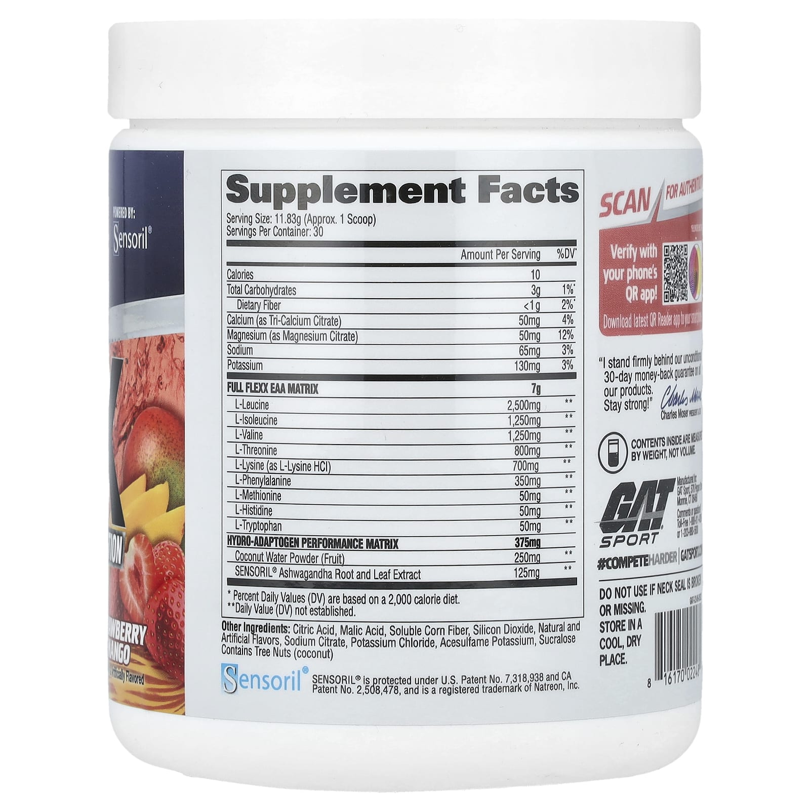 GAT Flexx EAAs + Hydration, Strawberry Mango, 12.5 oz Recovery Supplement - Image 2