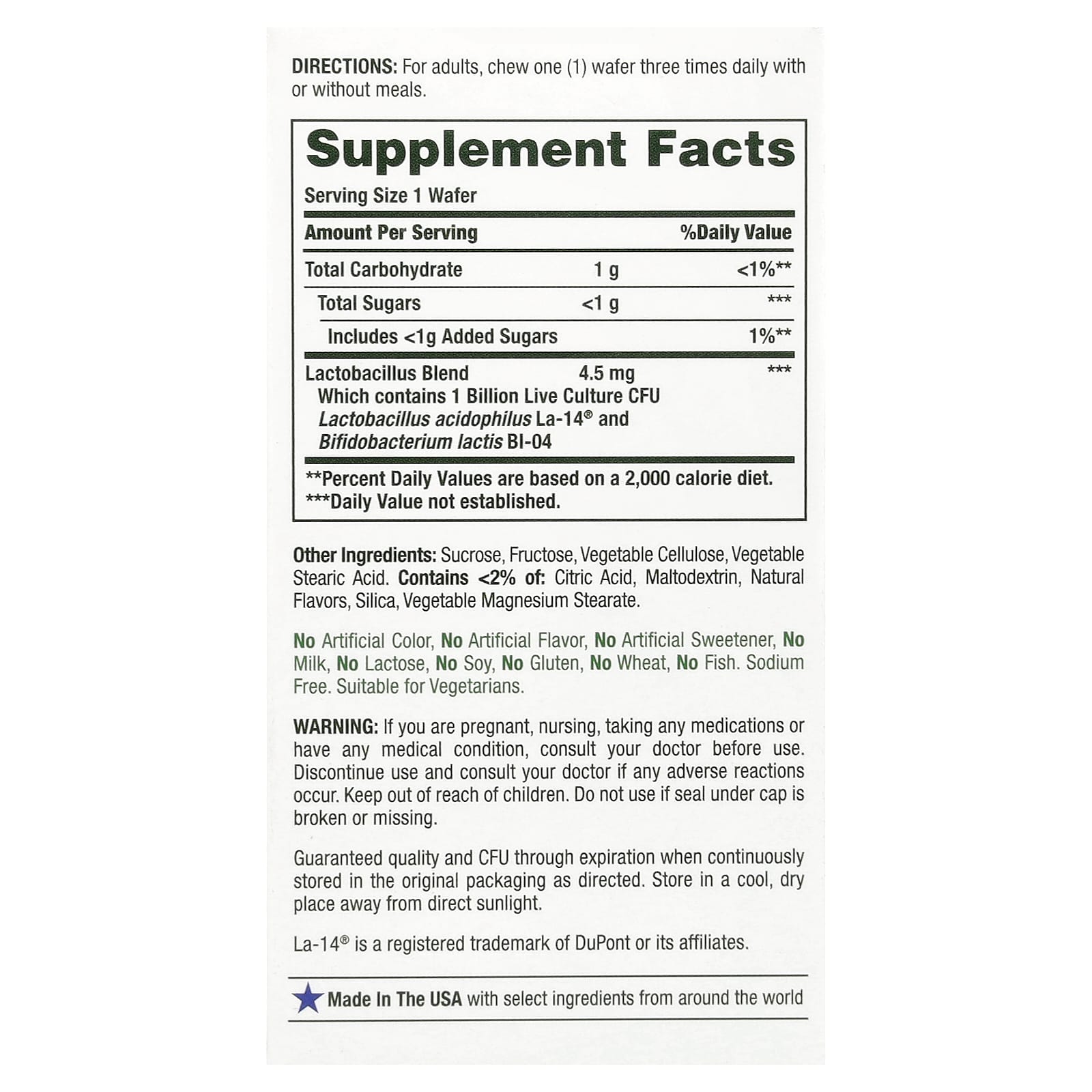 Nature's Bounty, Chewable Probiotic Acidophilus, Strawberry, 1 Billion, 60 Chewable Wafers - Image 2