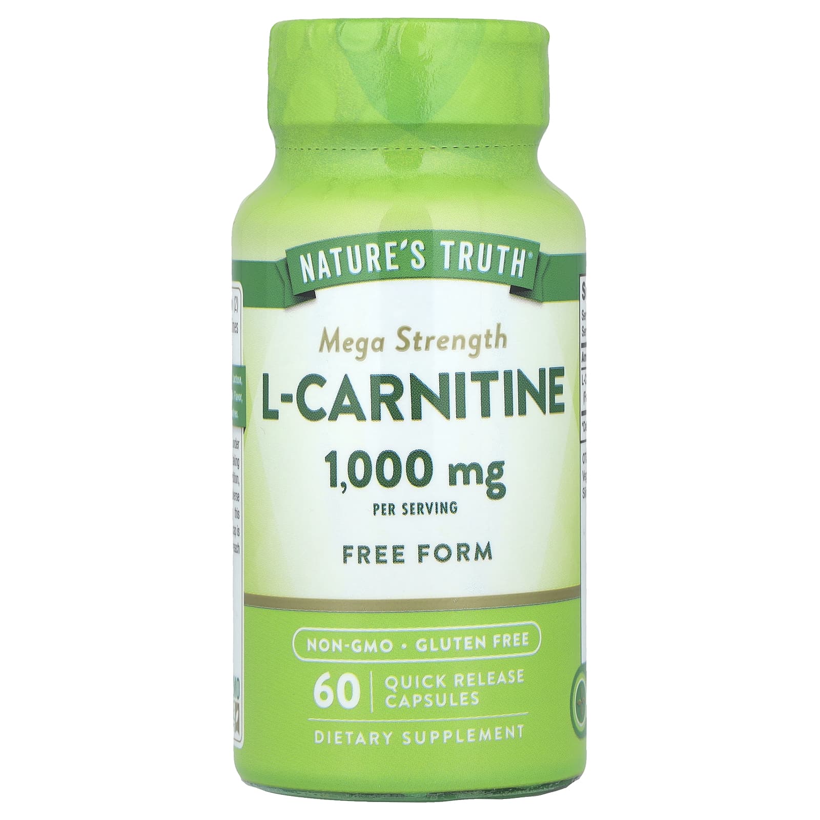 Nature's Truth, L-Carnitine, Mega Strength, 60 Quick Release Capsules (500 mg per Capsule) - Image 1