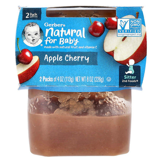 Gerber Apple Cherry 2nd Foods for Babies (2 Pack, 4 oz Each) - Non-GMO - Image 1