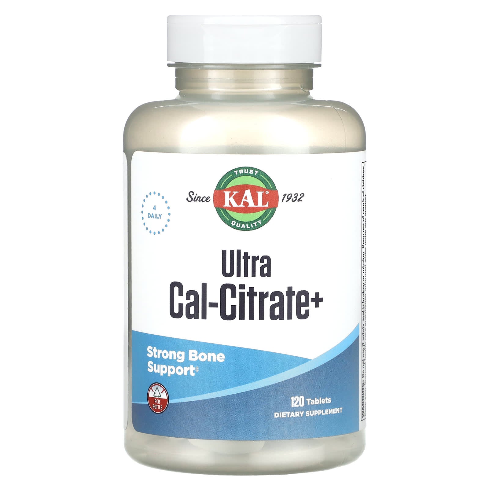 Strong Bones with KAL Ultra Cal-Citrate+, 120 Easy-to-Swallow Tablets - Image 1
