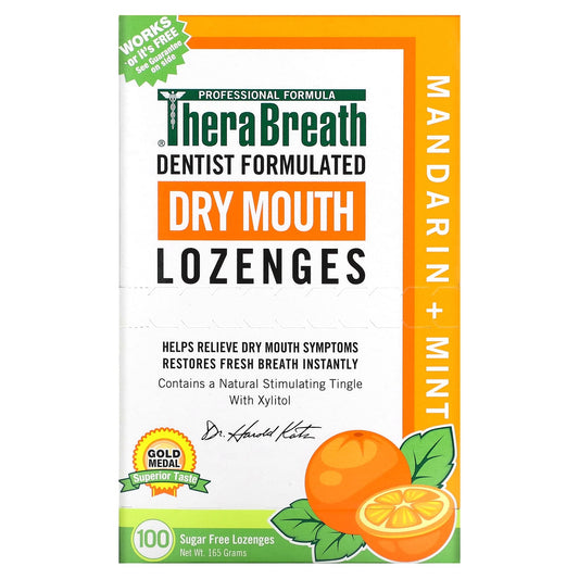 TheraBreath, Dry Mouth Lozenges, Mandarin Mint, 100 Sugar Free Lozenges - Image 1