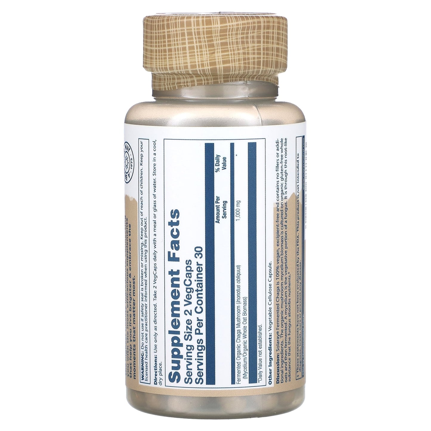 Solaray, Fermented Chaga Mushrooms, 60 VegCaps (500 mg per Capsule) - Image 2
