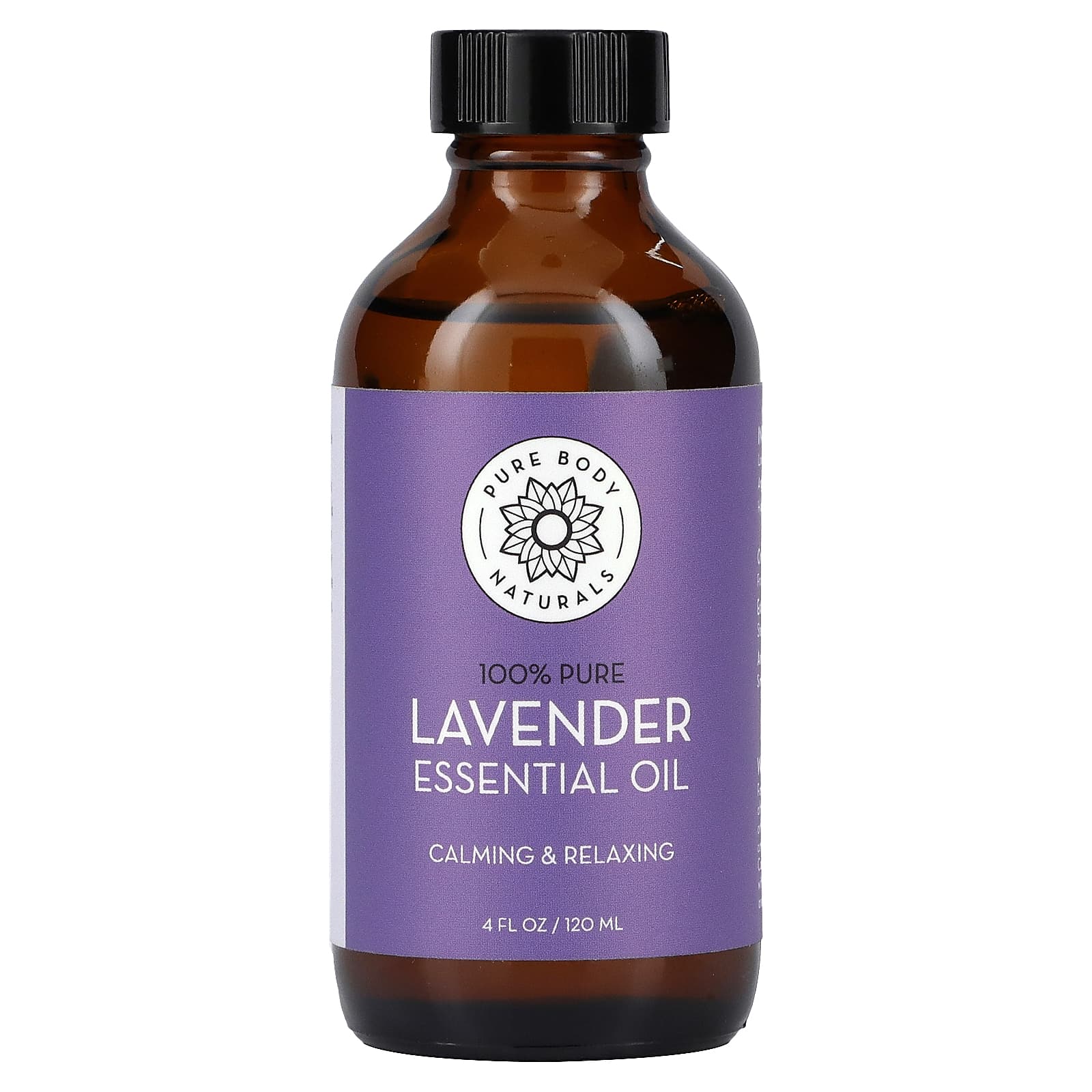 Pure Body Naturals, 100% Pure Essential Oil, Lavender, 4 fl oz (120 ml) - Image 1
