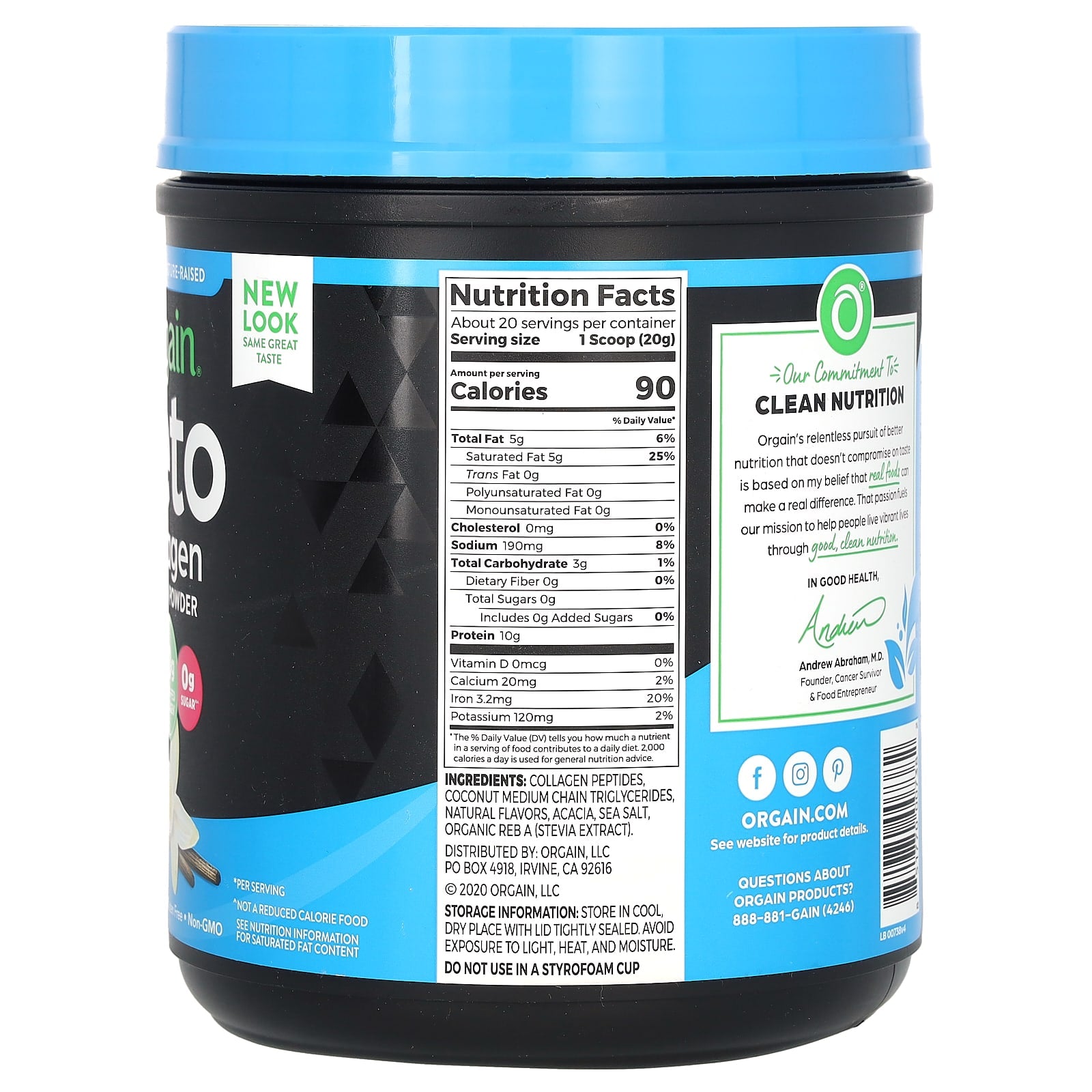 Orgain, Keto Collagen Protein Powder, Vanilla Bean, 14.1 oz (400 g) - Image 2