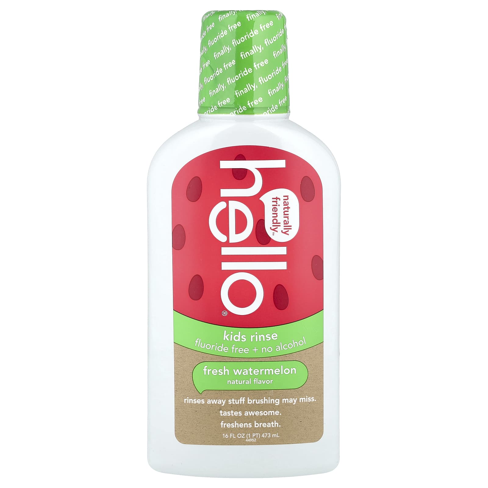 Hello, Kids Fluoride-Free Rinse, Watermelon Flavor, 16 fl oz - Image 1