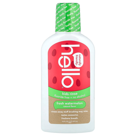 Hello, Kids Fluoride-Free Rinse, Watermelon Flavor, 16 fl oz - Image 1