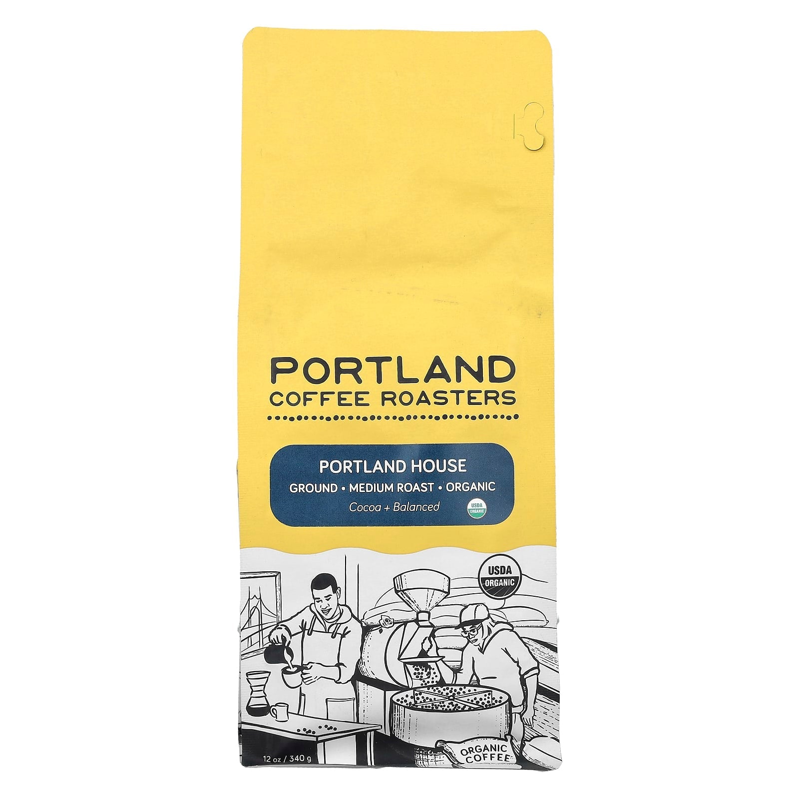 Portland Coffee Roasters, Organic Coffee, Ground, Medium Roast, Portland House, 12 oz (340 g) - Image 1