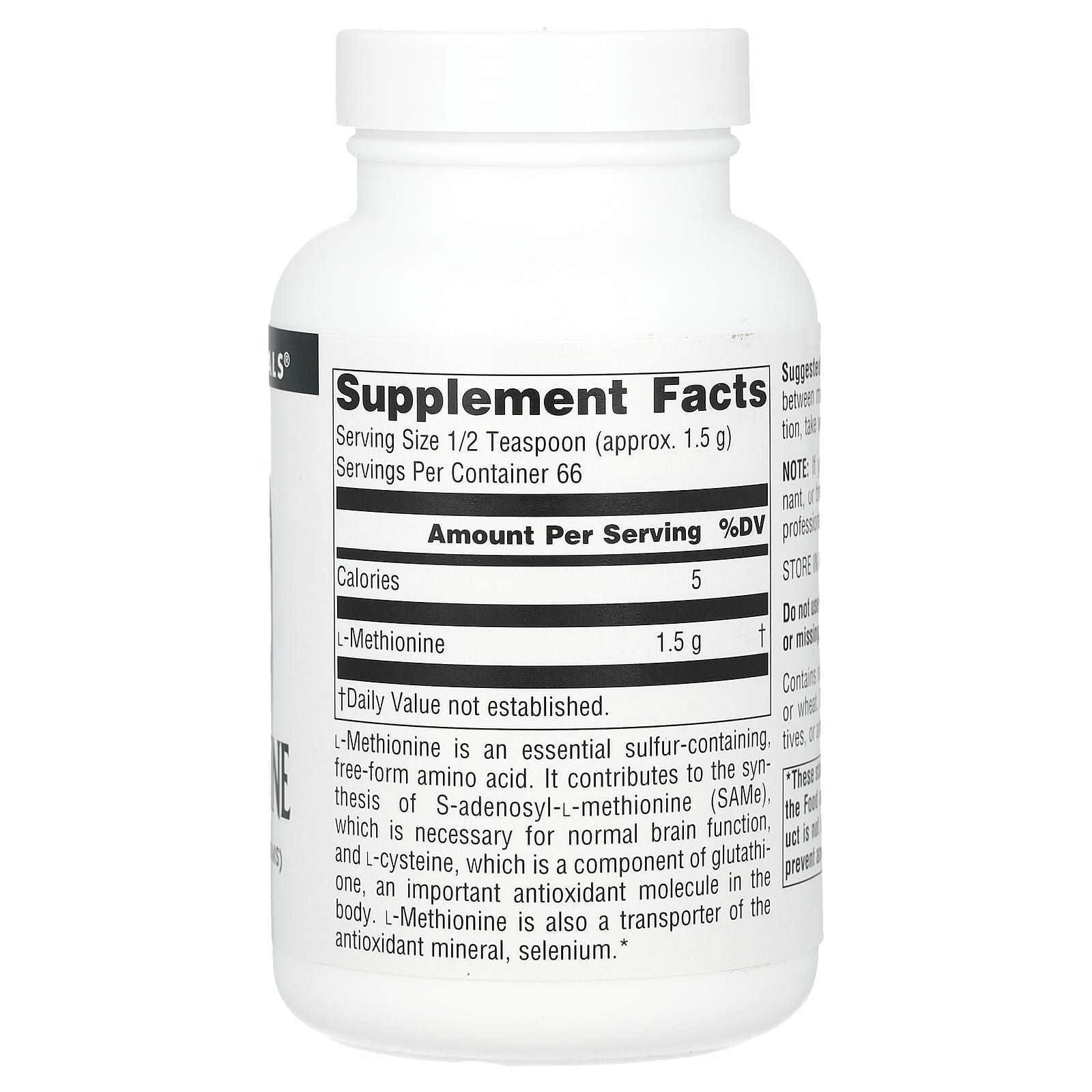 Source Naturals, L-Methionine Powder, 3.53 oz (100 g) - Image 2