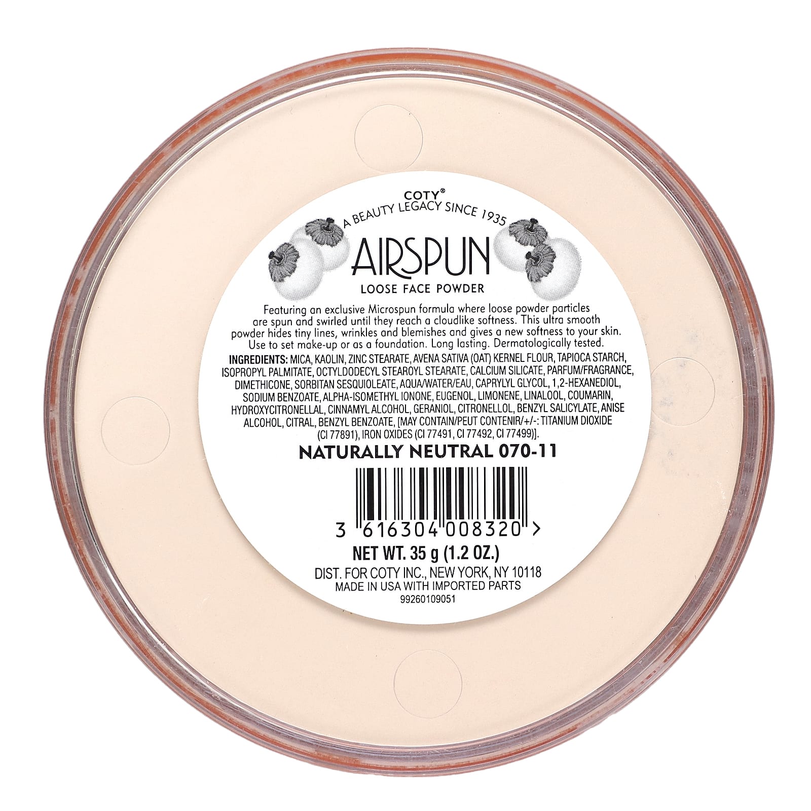 Airspun Natural Loose Face Powder, Talc-Free, 1.2 oz (35 g) - Image 2