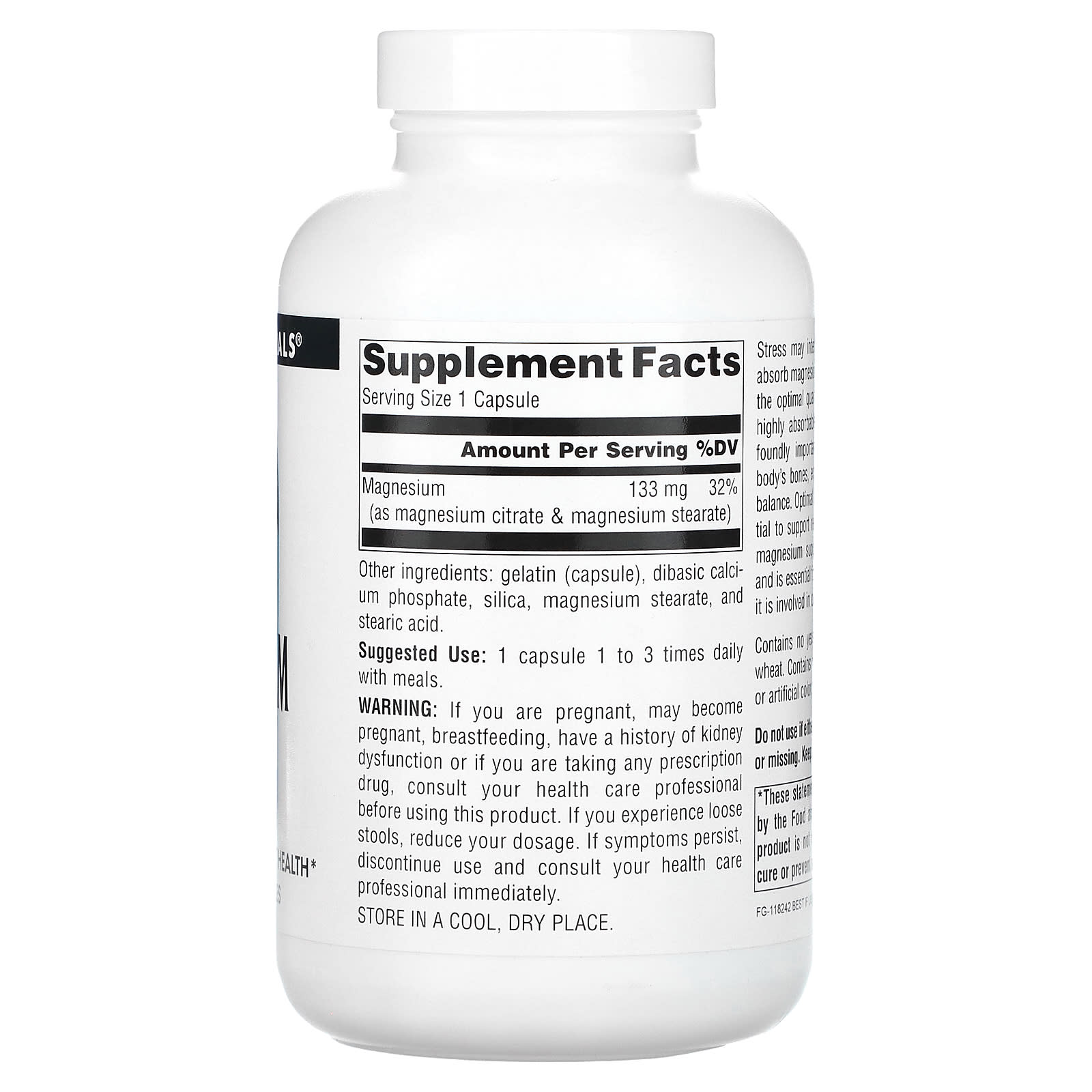 Source Naturals, Magnesium Citrate, 133 mg, 180 Capsules - Image 2