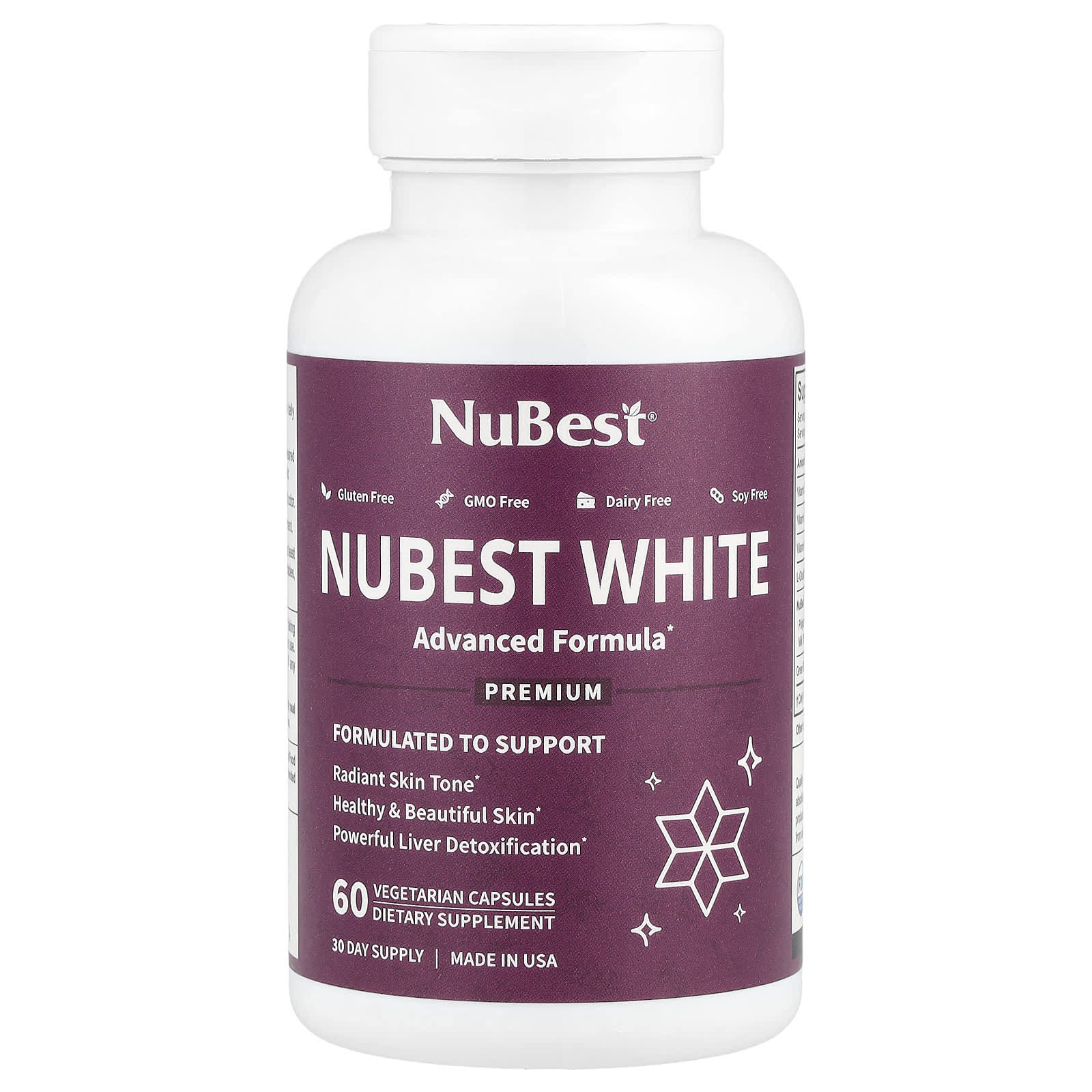 NuBest, Nubest White, 60 Vegetarian Capsules - Image 1