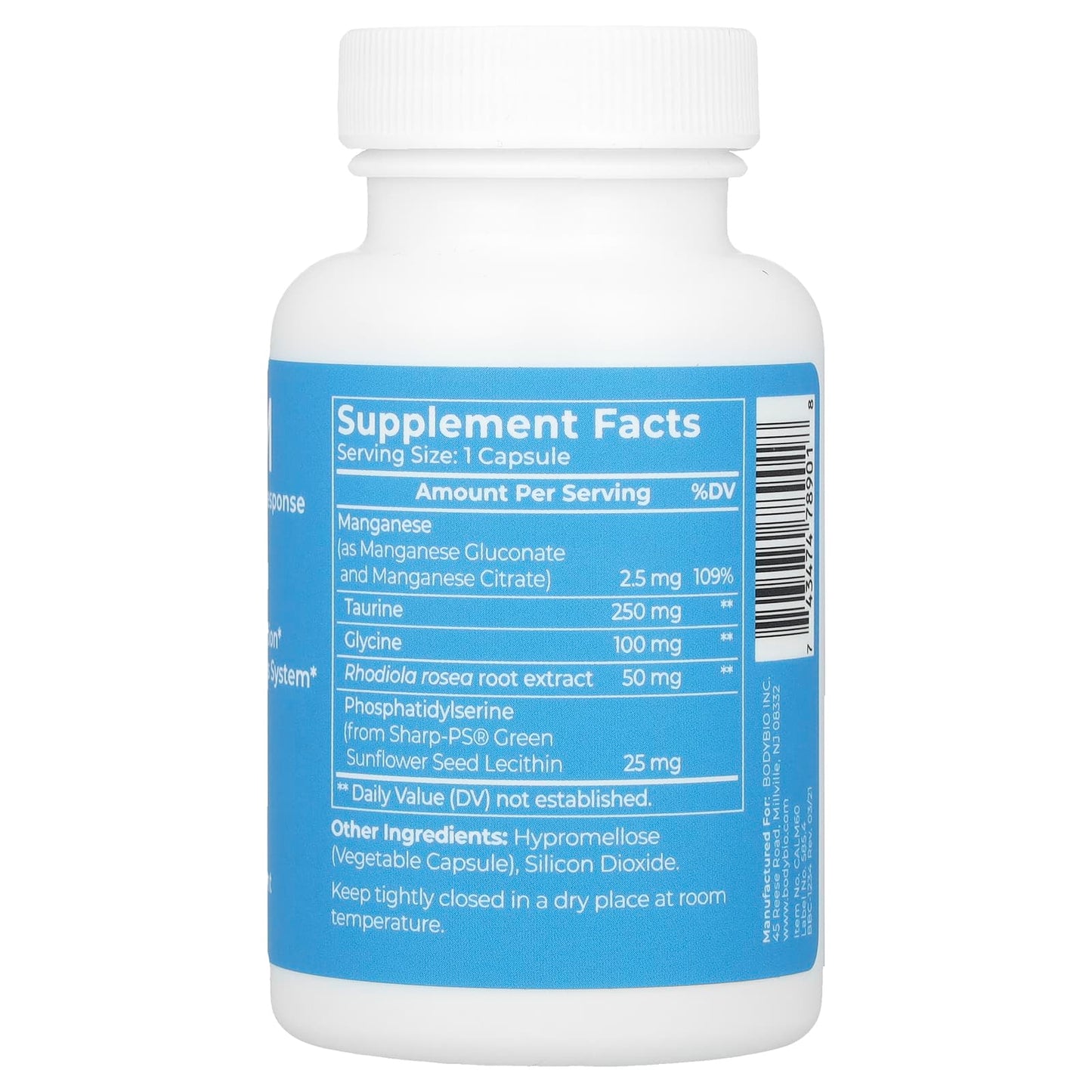 <strong>BodyBio Calm Stress Relief Supplement, 60 Capsules</strong> - Image 2