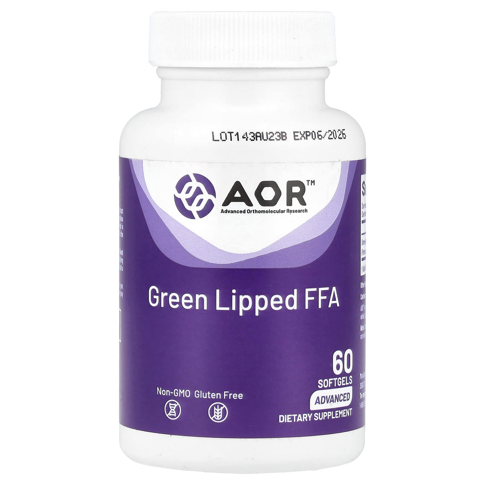 AOR Green Lipped FFA Joint Comfort Supplement 60 Softgels - Image 1