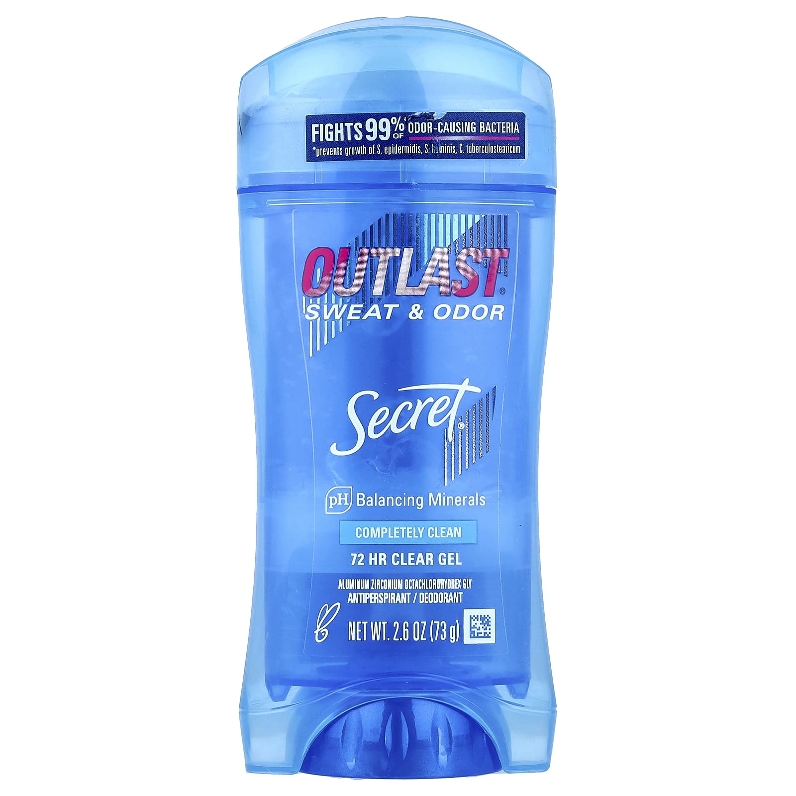 Secret, Outlast®, Sweat & Odor, 72 HR Clear Gel Deodorant, Completely Clean, 2.6 oz (73 g) - Image 1