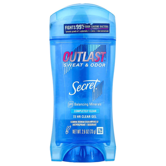 Secret, Outlast®, Sweat & Odor, 72 HR Clear Gel Deodorant, Completely Clean, 2.6 oz (73 g) - Image 1